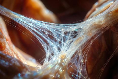 Healthy Fascia under magnification. The luminous network tha
